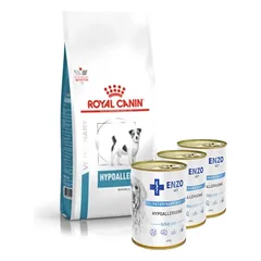 ROYAL CANIN Hypoallergenic Small Dog HSD24 1kg + ENZO VET Hipoalerginė dieta su kalakutiena šunims 3x400g
