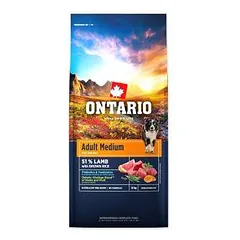 Sausas šunų ėdalas - Ontario Adult Medium Lamb and Brown Rice, 12 kg