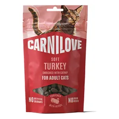 CARNILOVE Cat Soft Turkey with Catnip skanėstai katėms su kalakutiena, 50 g