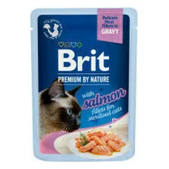 Brit Premium Cat Delicate filė padaže su lašiša, drėgnas maistas sterilizuotoms katėms 85 g — 3 nuotrauka