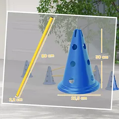 Agility rinkinys šunims: 3 kliūtys su 6 kūgiais, su nešimo krepšiu, mėlynas/geltonas — 3 nuotrauka
