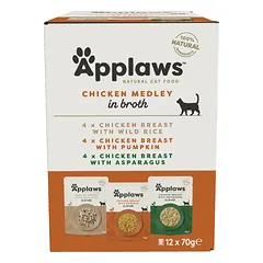 APPLAWS Cat Pouch 12 x 70 g drėgnas kačių ėdalas su vištiena ir moliūgais