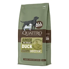 Quattro Junior All Breed Duck begrūdis sausas maistas šunims