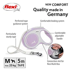 FLEXI pavadėlis šuniui New Comfort M juostinis 5m, rožinis — 3 nuotrauka