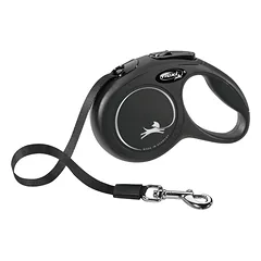 FLEXI New Classic Tape juodas pavadėlis S-5m iki 15kg