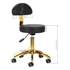 Activ AM - 304G Gold Black - auksinė kirpimo kėdė/taburetė su reguliuojamu aukščiu, nuimama atlošu, juoda — 2 nuotrauka