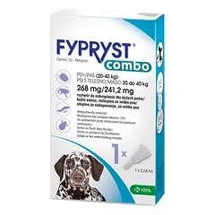 KRKA Fypryst Combo lašai nuo blusų ir erkių šunims, sveriantiems 20–40 kg, 268 mg/2,68 ml, 1 pipetė