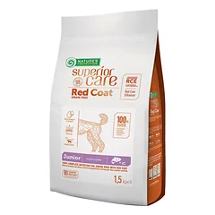 Nature’s Protection Superior Care Red Coat Junior Small Breeds Salmon - maistas raudonos spalvos mažų veislių šuniukams, su lašiša ir kriliu, 1,5kg — 3 nuotrauka