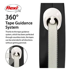 FLEXI pavadėlis šuniui New Comfort M juostinis 5m, juodas — 4 nuotrauka