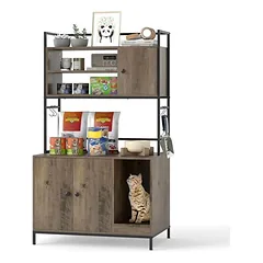 GIANTEX Multifunktionaler Katzenschrank Mit Katzenklo Und Kratzbereich