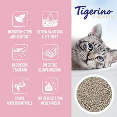 Tigerino Premium kraikas katėms – baltųjų rožių kvapas, 12 kg — 2 nuotrauka