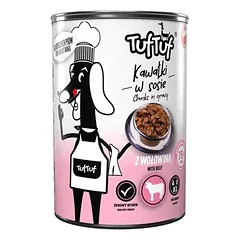 TufTuf drėgnas maistas šunims – mėsos gabaliukai, skardinė 415 g — 4 nuotrauka