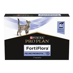 Purina Pro Plan FortiFlora pašaro papildas suaugusioms katėms ir kačiukams su probiotikais, padedantis palaikyti sveiką žarnyno mikrobiomą, 7x1 g