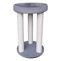Tvirta, medinė draskyklė su trimis stulpais ir guoliu, 82cm (pasirenkama spalva, virvė)