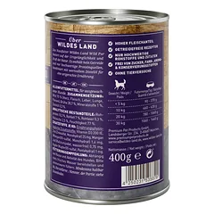 WILDES LAND fierce&safflower oil konservuotas begrūdis pašaras suaugusiems šunims su elniena, 400 g — 2 nuotrauka