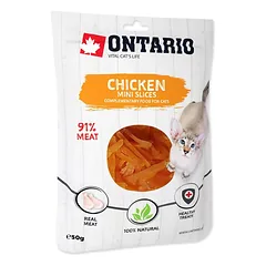 Ontario Cat Mini Chicken Slices kačių skanėstai, vištienos gabaliukai, 50 g
