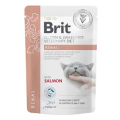 Brit GF Veterinary Diets Renal konservai su lašiša katėms photo