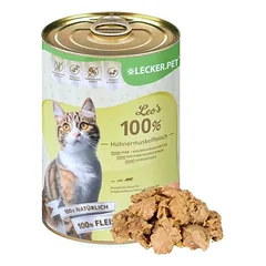 Lecker.Pet® Leo's 100 % Hühnermuskelfleisch Katzenfutter Nassfutter