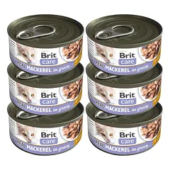 BRIT Care Cat Real Mackerel in Gravy 6x80 g filety su skumbre, drėgnas maistas katėms