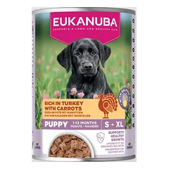 Eukanuba konservuotas maistas šuniukams su kalakutiena ir morkomis 400g