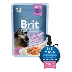 Brit Premium Cat Delicate filė padaže su lašiša, drėgnas maistas sterilizuotoms katėms 85 g