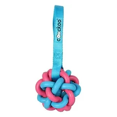 Žaislas šuniui Coockoo ZED 19*7.5*7.5 cm, raudonai mėlynas guminis pintas kamuoliukas — 2 nuotrauka