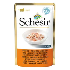 SCHESIR konservai su tunais, vištiena ir krevetėmis 50 g