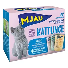 Mjau Kitten maišeliai, drėgnas maistas kačiukams 12 x 85 g