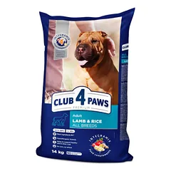 CLUB 4 PAWS PREMIUM Adult Lamb & Rice – sausas maistas suaugusiems šunims su ėriena ir ryžiais, 14kg