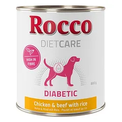 Rocco Diet Care Diabetic su vištiena ir jautiena bei ryžiais, drėgnas maistas šunims 800 g