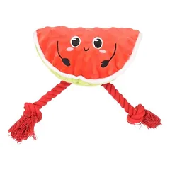 Flamingo Hundespielzeug Bubto Wassermelone mit Seil rot