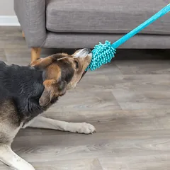 Trixie Bungee dresūros pelė šunims su amortizatoriumi, šviesiai mėlyna su geltona — 2 nuotrauka