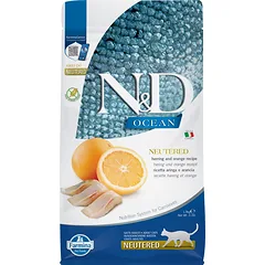 FARMINA N&D Ocean Cat Neutered Adult Herring & Orange 1.5 kg silkė ir apelsinas po kastracijos