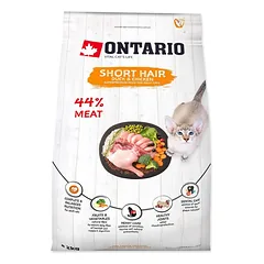 Ontario Cat Shorthair sausas maistas suaugusiems, trumpaplaukiams katėms su antiena ir vištiena, su mažai grūdų, 2 kg — 3 nuotrauka