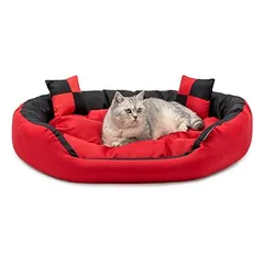 lionto 4-in-1 Katzenbett mit Wendekissen, strapazierfähiges Oxford-Gewebe