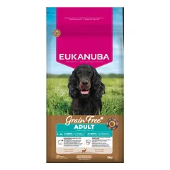 Eukanuba Dog Grain Free All Breeds Adult su elniena, sausas maistas šunims 3 kg parduotuvėje mumbo.lt
