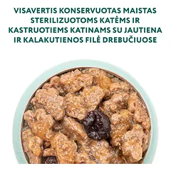 OPTIMEAL konservai sterilizuotoms katėms ir kastruotiems katinams su jautiena ir kalakutiena 85g x 12 — 2 nuotrauka