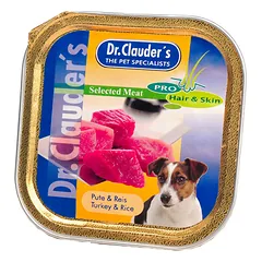 DR. CLAUDER’S drėgnas maistas suaugusiems šunims odai ir kailiui su kalakutiena ir ryžiais 100g