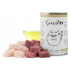 GUSSTO Cat Fresh Calf & Rabbit drėgnas kačių ėdalas 6x400 g — 2 nuotrauka