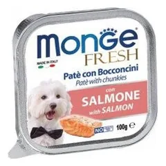 Monge Fresh paštetas šunims su lašišos gabalėliais 100g