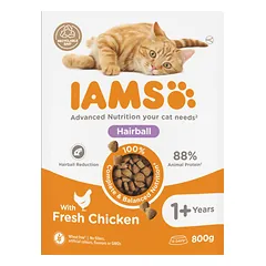 IAMS Hairball Control sausas maistas katėms nuo plaukų gumulėlių 0,8 kg