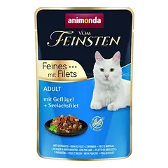 ANIMONDA Cat Vom Feinsten Adult – paukštiena ir menkės filė, maišelis 85 g