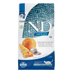 Farmina N&D Ocean Adult Herring, Pumpkin & Orange sausas maistas katėms