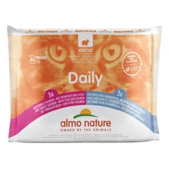 Almo Nature Daily Menu Tuna And Salmon / Cod And Shrimp konservai suaugusioms katėms, 6×70 g