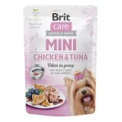 Brit Care Mini konservuotas pašaras šunims maiš. Chicken&Tuna fillets in gravy 85 g