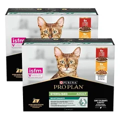 PURINA PRO PLAN Sterilised Maintenance Jautiena ir vištiena Multipack 20x85g drėgnas maistas katėms po sterilizacijos