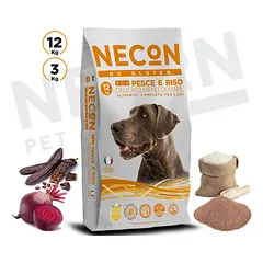 Necon visavertis šunų ėdalas su žuvimi ir ryžiais 12kg