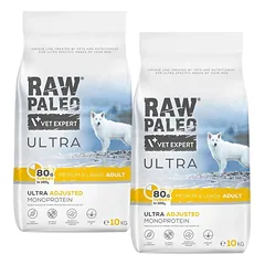 RAW PALEO Ultra Turkey Medium&Large Adult 2 x 10 kg – sausas pašaras su kalakutiena suaugusiems vidutinių ir didelių veislių šunims.