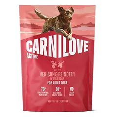 Carnilove Active Dog Dry Venison & Reindeer & Wild Boar sausas maistas labai aktyviems šunims, 1,5 kg