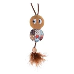 GimCat Buggy Brown minkštas žaislas katėms su plunksniniu uodegėle
